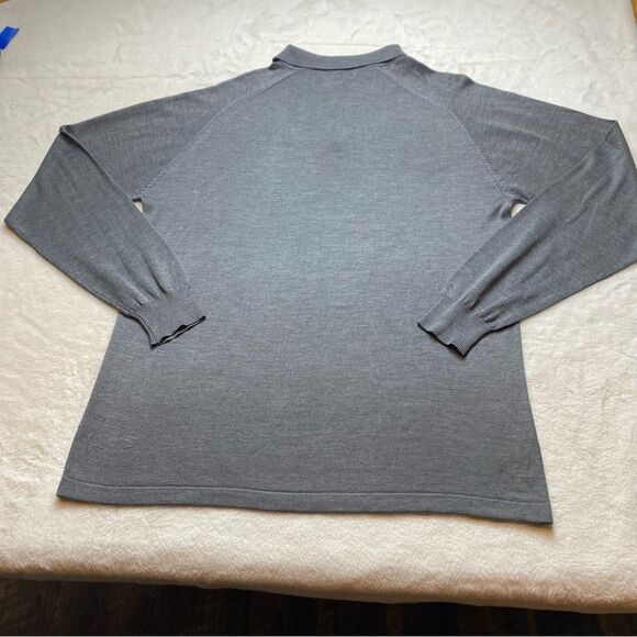 Johnston & Murphy Gray 100% Silk Knit Long Sleeve Pullover Size XL - Picture 2 of 9
